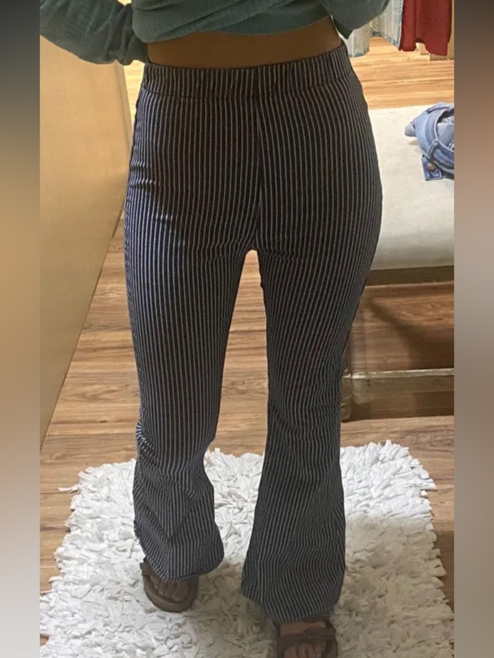 Navy and White Flare Pants